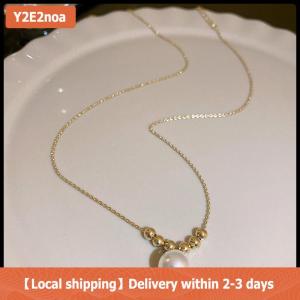 【Local shipping】 Elegant Delicate Pearl Pendant Clavicle Necklace for Women Unique Design Fashion Girl Jewelry Everyday Birthday Party Gift