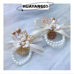 HUAYANG01 [2023 new HOT FASHION] Tinh Tế Nguồn Cung Cấp Đám Cưới Thời Trang Cô Dâu Ngọc Trai Cỏ Ba Lá Cổ Tay Hoa Thanh Lịch Phù Dâu Dây Đeo Cổ Tay Đồ Trang Sức Phụ Kiện Quà Tặng