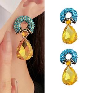Elegant Alloy Earrings Dazzling Rhinestones Circle And Teardrop Designs Studs For Women Seeking Style And Sophistication