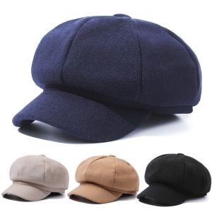 UNIITY Dây đeo có thể điều chỉnh Mũ báo chí Vải len Màu đơn sắc Mũ Beret Thời trang Trang phục thường ngày Mũ họa sĩ Mùa Thu Đông