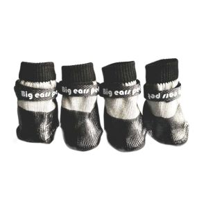 HLDT 4pcs/set Non-slip Waterproof Puppy Socks Shoes Warm Soft Puppy Scratch-proof Foot Covers Anti-dirty Pet Socks Wear Resistant Dog Warm Knit Socks Spring