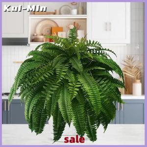 Kui-Min Lifelike Artificial Boston Fern Plastic Plants Decorations UV Resistant For Outdoor Home Kitchen Decor Garden Decoration Artificial Plants