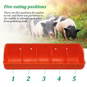 Orange Plastic Piglet Trough Automatic Feeding Five Grids Pig Sow Feeder Delivery Bed Feeding Trough Farming Equipment