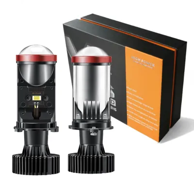 2PCS Y7D Mini Projector H4 Lampu LED Projector Super Bright Lampu Biled H4 Mobil Cut Off High Low Jauh Dekat Hi Lo Mini Driving Light Laser Headlamp Pendingin