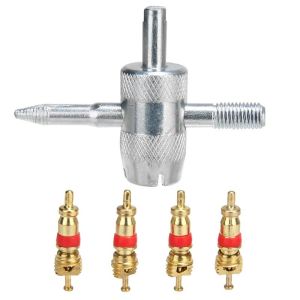Tire Valve Core Tool Set 5PCS | Car Motorcycle & Bicycle Repair | Includes 4 Valve Stem Cores | Easy Durable & Multi-Purpose Kit