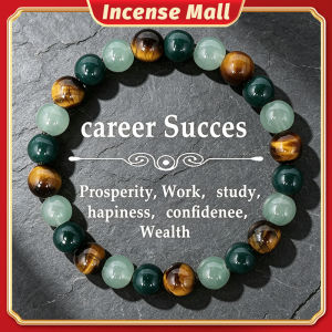 Career Success Bracelet Natural Tiger Eye Green Aventurine Stone Beaded Bracelet Wealth Prosperity Confidence Good Luck Healing Crystal Bracelet For Men Women Spiritual Gift
