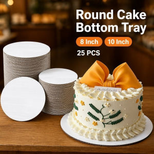 25Pcs Round Cake Board White Corrugated Paper Disposable Dessert Tray Birthday Bakery Display