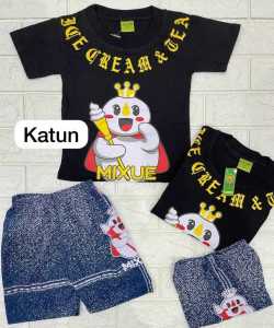 ST-SETELAN BAJU KAOS ANAK-ANAK LENGAN PENDEK CELANA PENDEK KARAKTER MIXUE WARNA-SANJI EAN-USOPP JEAN-LUFFY JEAN-MIXUE HITAM DAN DINO TAS PALING LARIS DAN PALING MURAH