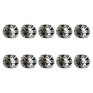 10Pieces Tibetan Style Silver Beads with Large 9mm Holes Handmade Jewelry Accessories for Unique Jewellery Crafting