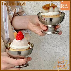haidianzi Ice Cream Cups Salad Bowl Stainless Steel Bowl Dessert Fruit Plate Snack Dish Party Supplies