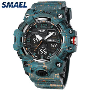 SMAEL Top Original Brand Mens Fashion Watch Rubber Strap Casual Chrono Sport Waterproof Calendar LED Light Men Clock Watch