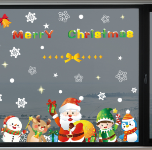 DECAL NOEL – Hít Tĩnh Điện Ông già noel và bốn bạn cùng nhau đón chào lễ giáng sinh-AMJ079(50*70cm)