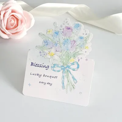 Specool® 3D Floral Bouquet Greeting Cards Festival Blessing Message Cards Teachers Day Gift