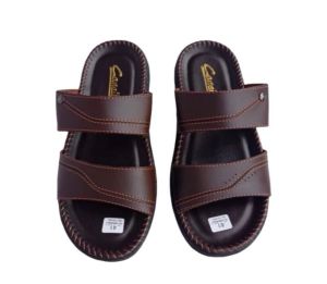 MPS Sendal Selop Sandal Kulit Pria Casual Distro Model-POLO40 Cowok Ban 2 Size 39-43 Warna Hitam dan Coklat Kekinian