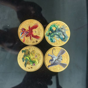 四大神兽纪念币Four Sacred Beasts Commemorative Medals Colored Gold and Silver Coins Sacred Beasts Dragon and Phoenix Foreign Coins Foreign Trade Coins Metal Crafts