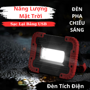 Đèn Năng Lượng Mặt Trời Đèn Tích Điện Đèn Pha Chiếu Sáng Cảnh Báo Dã Ngoại Sạc Lại Bằng USB Kháng Nước Chống Va Đập 5W