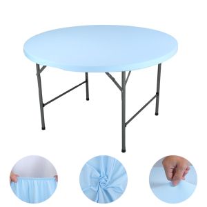 GAOSU Elastic Round Table Cover Diameter 48/60in Solid Color Table Protector Terylene Stretch Picnic Table Cloth Wedding