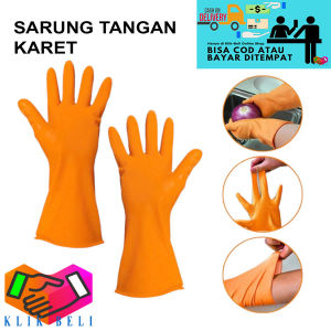Klik-Beli Sarung Tangan Karet Latex Dapur Cuci Piring Isi 2 Pcs Sarung Pelindung Tangan Panjang Rubber Gloves Multifungsi