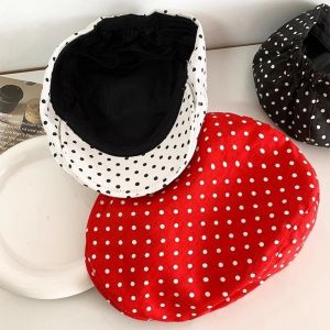 CANICECA Retro Polka Dot Print Hats Breathable Adjustable Elasticity Bonnet Fashion Versatile Berets Cap for Women