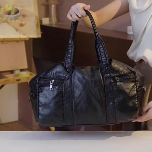 Túi xe máy phong cách retro dung tích lớn Y2K Túi đeo chéo nữ phong cách cá tính giặt mài PU Túi tote xách tay
