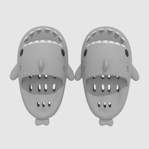 Summer Women Cute Indoor Leaking Shark Slippers Men Cool Non-slip Slides Females Lovely Flat Sandals Couples Cartoon EVA Shoes