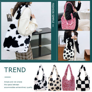 MOJOYCEแบบพกพาFluffyดอกไม้พิมพ์Satchelฤดูใบไม้ร่วงผู้หญิงกระเป๋าถือปุกปุยกระเป๋าแบบหนีบแขนกระเป๋าช้อปปิ้ง