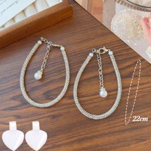 Elegant High Heels with Pearl Laces Fashionable Luxurious Pearl Non Slip Straps Exquisite Shoe Upper Ankle Chain Decor