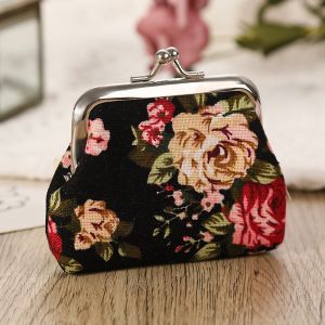 Mini Retro Rose Coin Purse Short Wallet for Women Elegant Card Holder Wallets