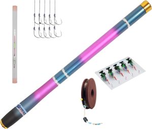 Fly Fishing Combo Kit Tenkara Rod Kit-Premium Carbon Fiber Telescopic Fly Fishing Rod Combo with Fly RodLineand Fishing Accessories