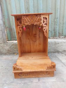Bàn thờ thần tài ông địa gỗ xoan ngang 35 cm