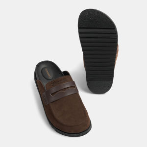 [Mua 3 giảm 10%] Leonardo Dép Loafer Nam Jey Da Lộn Phối Microfiber Hở Gót Tôn Dáng Đế 4cm Cao Cấp