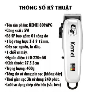 Tông Đơ Cắt Tóc Kemei KM-809A PG và KM 232 Tăng Đơ Cắt Tóc Nam Chính Hãng Có Màn Hình LED Cao Cấp