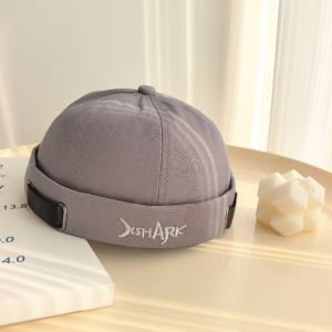 WININ Cotton Beanie Hat Breathable Solid Color Docker Hat Vintage Adjustable Landlord Hat Men