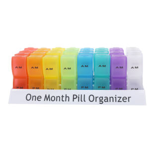 BPA Free 30 Days Monthly Large Capacity Pill Box Organizer Am Pm Twice a Day Medicine Storage Case Portable 4 weeks Pill Cases 32 Compartments Dispenser Box