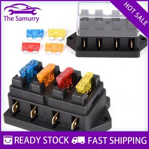 Samurry ✨Hot Sale✨ Car 4 Way Circuit Standard ATO Blade Fuse Box Block Holder 12V 24V+4 Way Fuse
