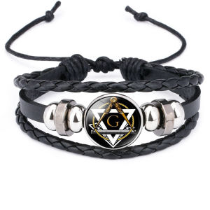 Ly eagle Freemasonry badge mens cowhide masonic bracelet Tobio Wristband Woven Leather Bracelet