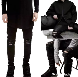 Celana Jeans Pria Hitam Sobek Lutut / Ripped Soft Jeans Hitam BigSize 27-38