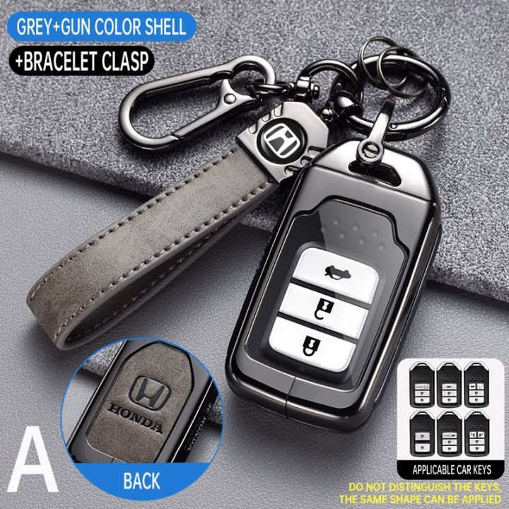 [available] Zinc Alloy Leather Car Key Case Cover For Honda City Civic