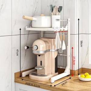 ❣️SPACEIDEAS❣️ 1 Tier Expandable and Height Adjustable Microwave Oven Holder Oven Stand Microwave Oven Rack Kitchen Countertop Organizer Rack Toaster Holder Air Fryer Holder Rice Cooker Holder Toaster Holder Kitchen Countertop Organizer Storage Rack