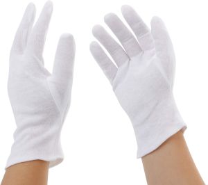 White Cotton Gloves| Cotton Gloves for Eczema| Cotton Gloves for Dry Hands| Moisturizing Gloves for Eczema| Inspection Gloves| Coin Handling and Jewelry Inspection Gloves