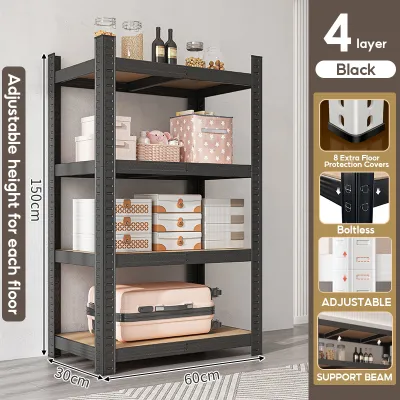 XUXU 6 Tier Boltless Rack Rak Besi Serbaguna Bertingkat Warehouse Store Home Metal Kitchen Rack Office Shelf Detachable High Loadbearing Shelf