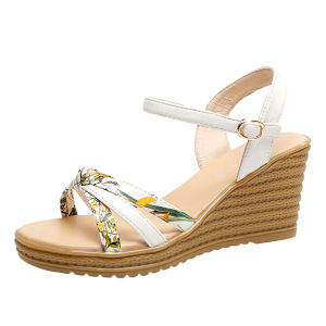 [Free Shipping] In-Stock New Summer Wedge Sandals For Women Open-Toe With Buckle Open-Toe WomenS Sandals In Color Block Design
