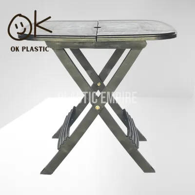 Uniglobal Heavy Duty Big Foldable Easy To Carry Picnic Dining Plastic Table With Umbrella Hole