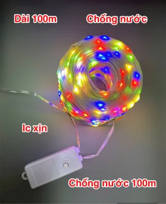 Dây đèn led hạt gạo dài 40m bóng nhiều màu chống nước (sợi) chớp nháy trang trí nhà cửa ngày lễ tết