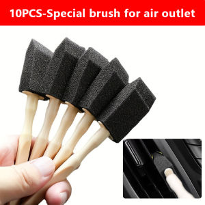 SEAMETAL 10pcs Car Cleaning Brush Wooden Handle Air Conditioning Vent Cleaning Brush Car Interior Gap Dust Removal Tool