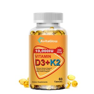 AvitaGlow 10000IU Vitamin D3+K2 Capsules Immune System Support Cardiovascular Health Bone Health Support