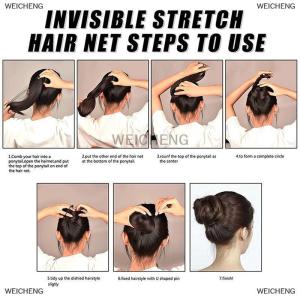 [COD] WEICHENG 50Pcs Hair Net Black Elastic Bundle Hair Invisible Hairnet Mesh Bun Hair Net 30 50 60CM Hair Accessories
