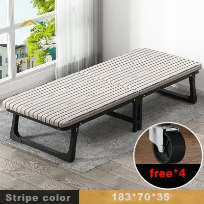CONOCO Mall Folding Bed Heavy Duty With Foam Foldable Bed Grey/Stripe White Single Foldable Bed Office Bed