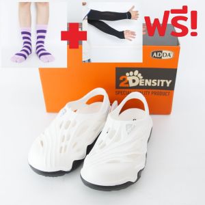 (ฟรีปลอกแขและถุงเท้ามีนิ้ว)รองเท้าแตะแบบสวม ADDA 2DENSITY (5TD75) รัดส้น วัสดุหนังเทียม สไตล์ลำลอง