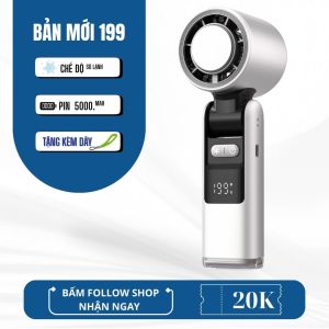 [Bản mới 2025] quạt mini cầm tay tích điện k801 - sò lạnh nén băng 100 cấp gió pin trâu đèn pin màn hình số - tiện lợi mọi nơi bảo hành 1 đổi 1